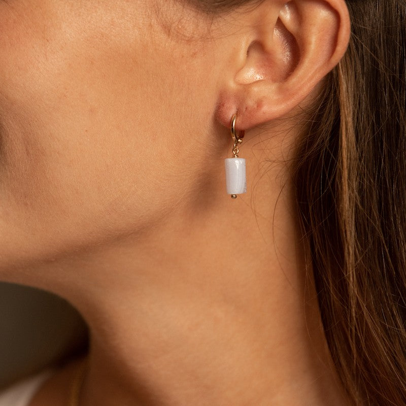 Boucle oreille plaque or ariel lavande unite