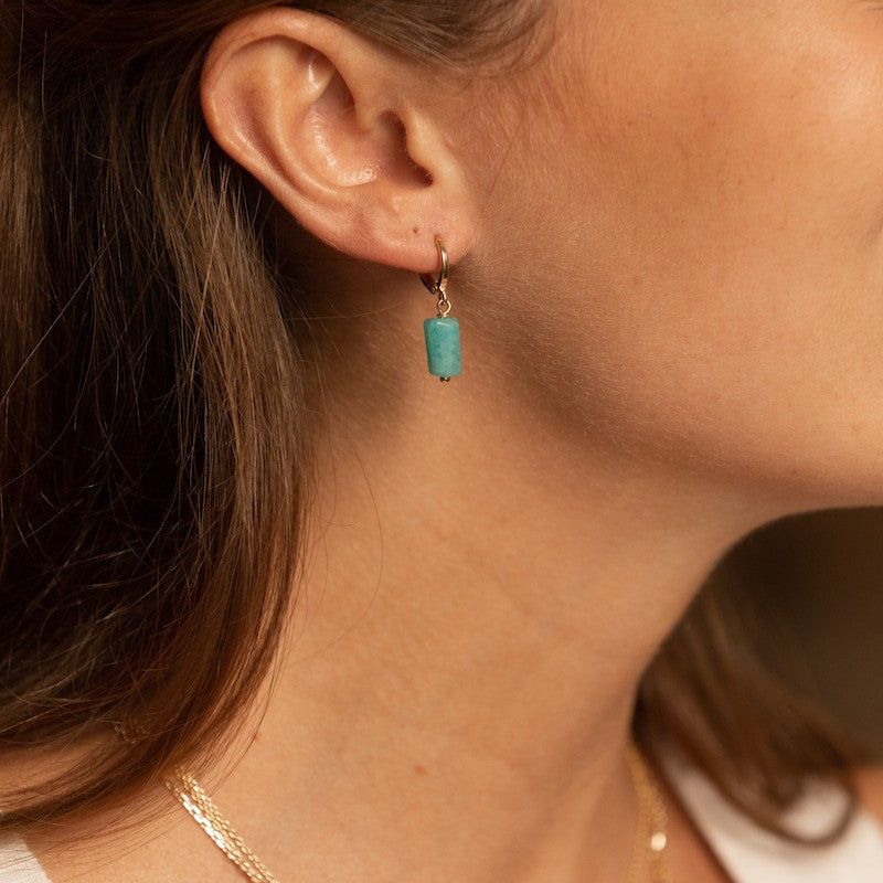 Boucle oreille plaque or ariel bleu azur unite