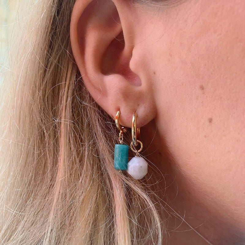 Boucle oreille plaque or ariel bleu azur unite