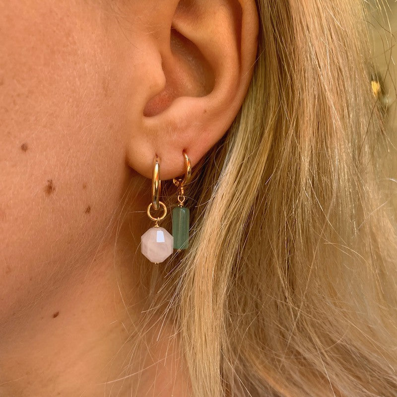 Boucle oreille plaque or elyn vert d eau unite