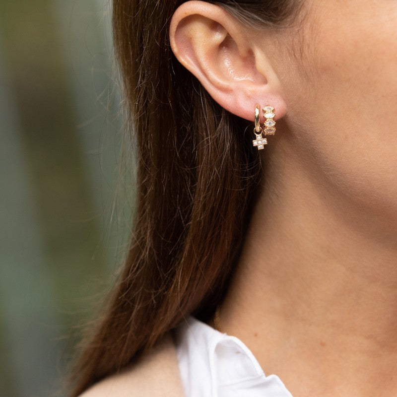 Boucle oreille plaque or alberic pendant unite