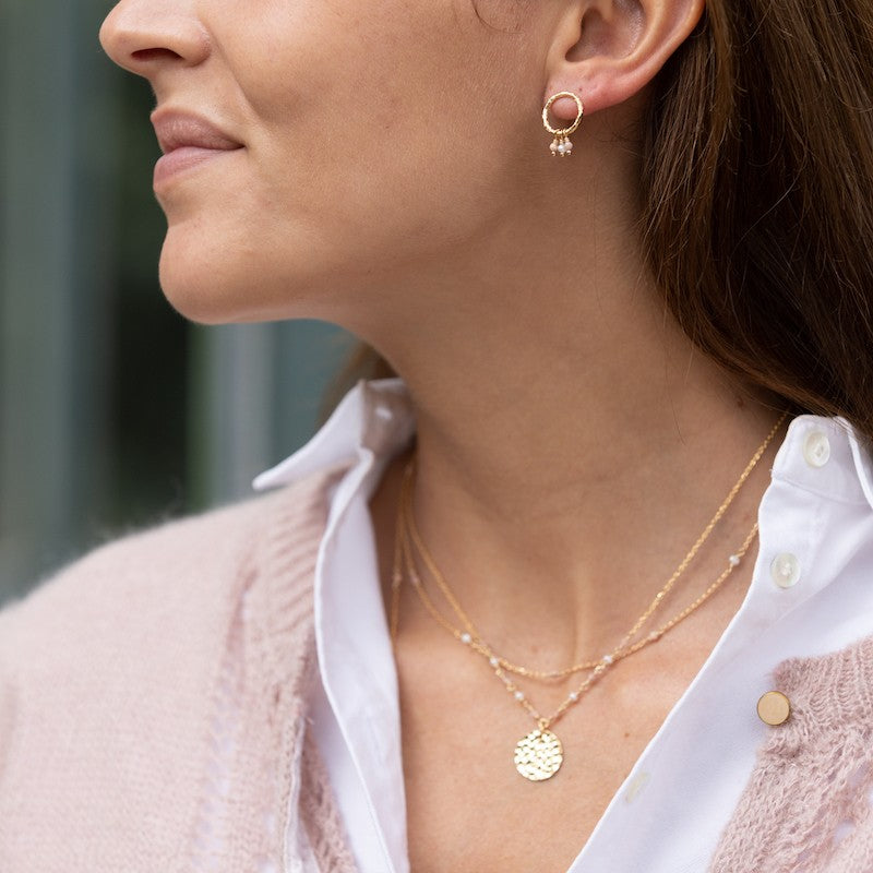Boucle oreille plaque or emma vieux rose