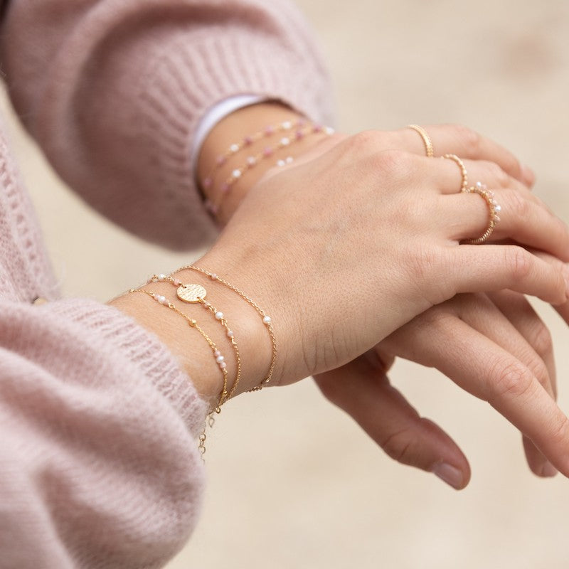 Bracelet plaque or estelle vieux rose