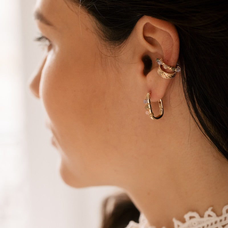 Earcuff plaque or vera vert bleu