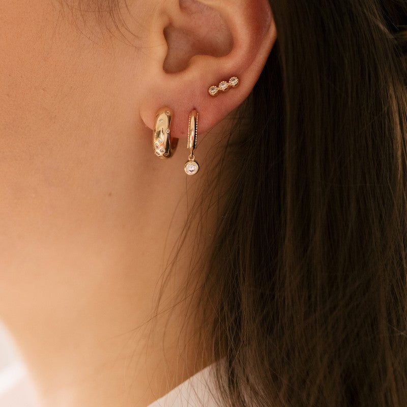 Boucle oreille plaque or zadig empierrees