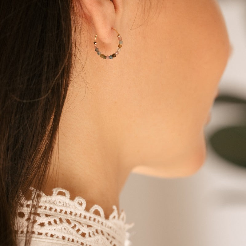 Boucle oreille plaque or muriel tourmaline