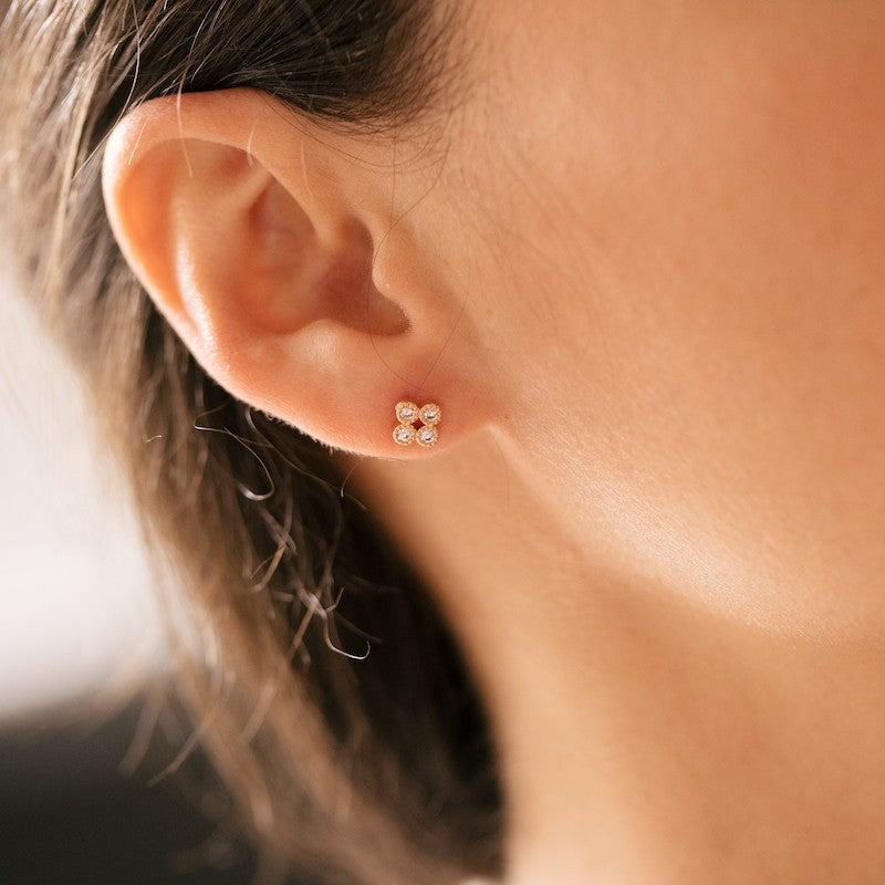 Boucle oreille plaque or rosa unite