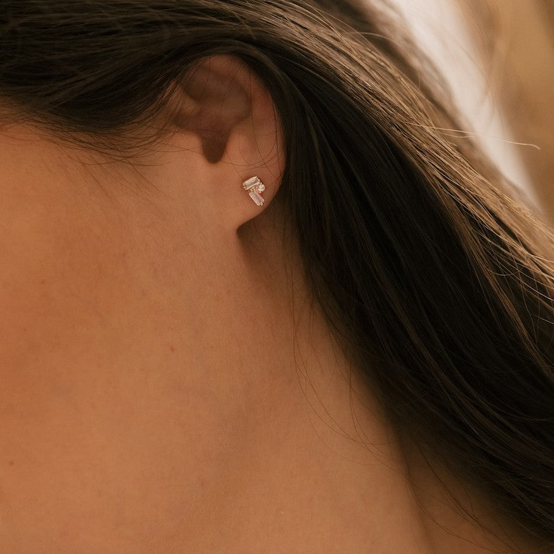 Boucle oreille plaque or neptune