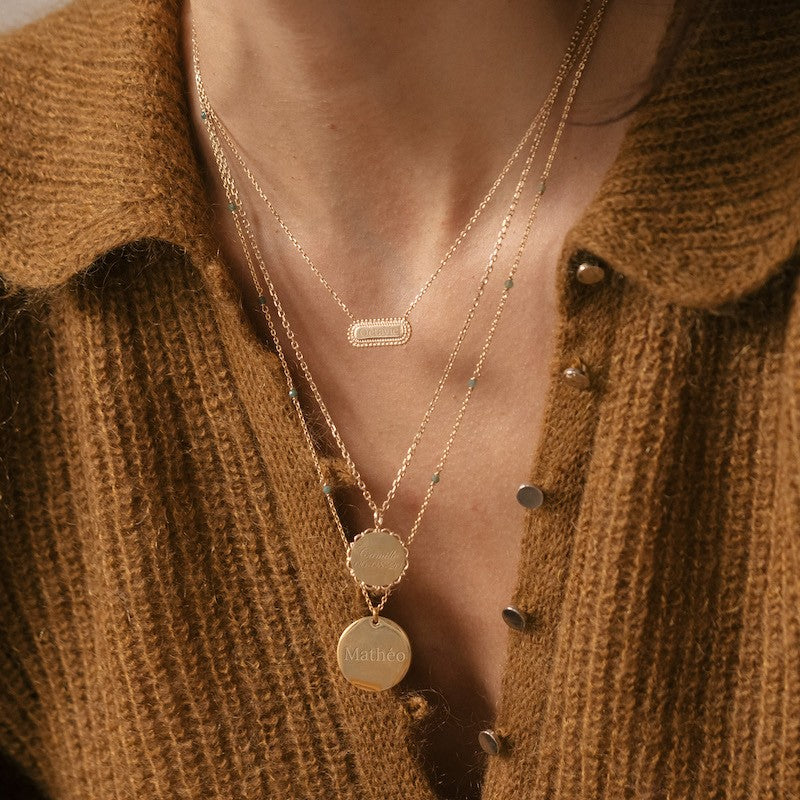 Collier plaque or ange personnalisable