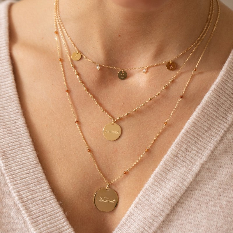 Collier plaque or celia petit modele personnalisable