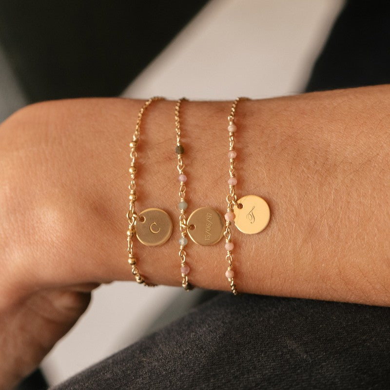 Bracelet plaque or capucine tourmaline personnalisable