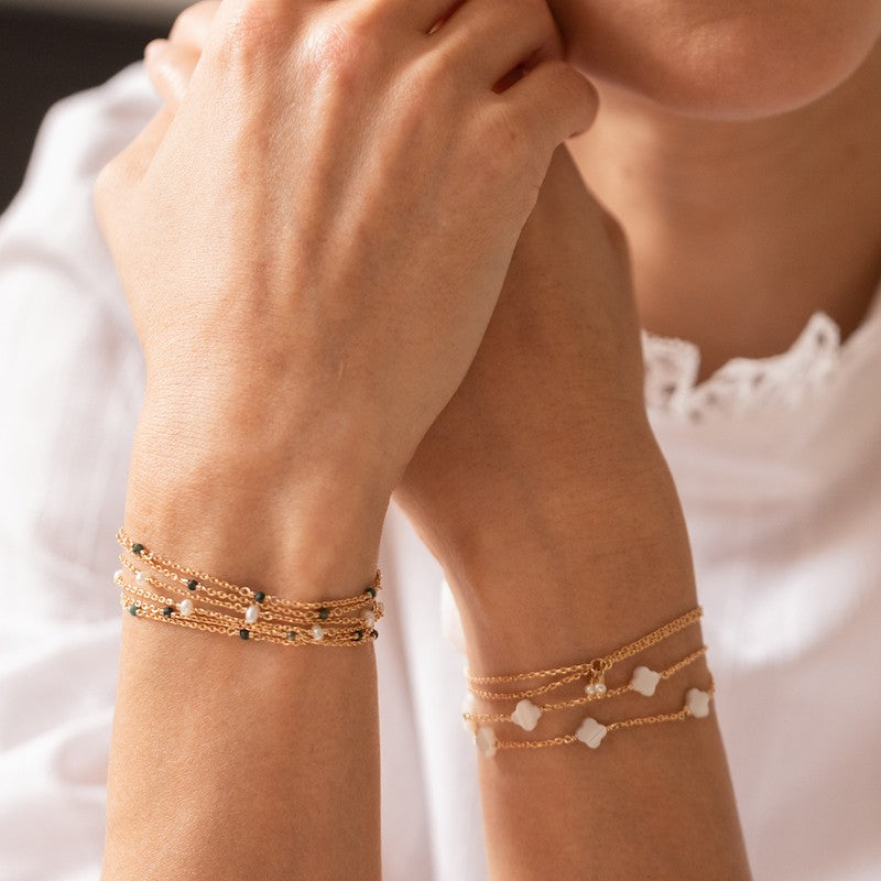 Bracelet plaque or lorraine vert