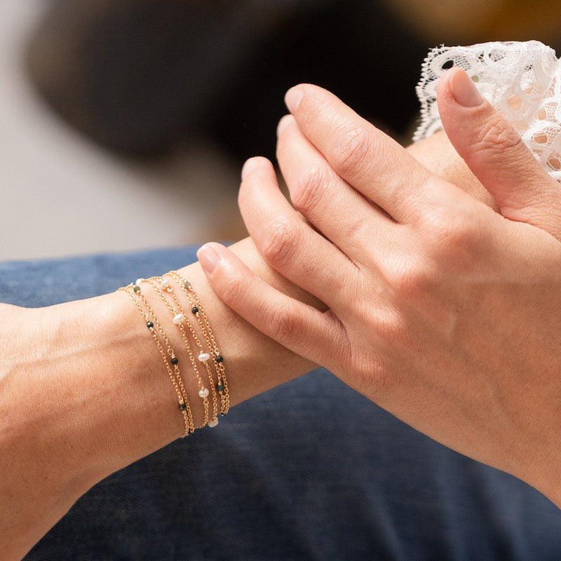 Bracelet plaque or lorraine blanc