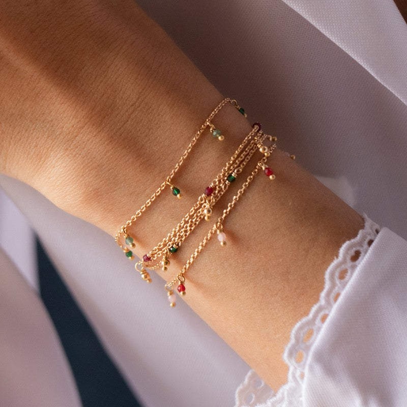 Bracelet plaque or marco grenat