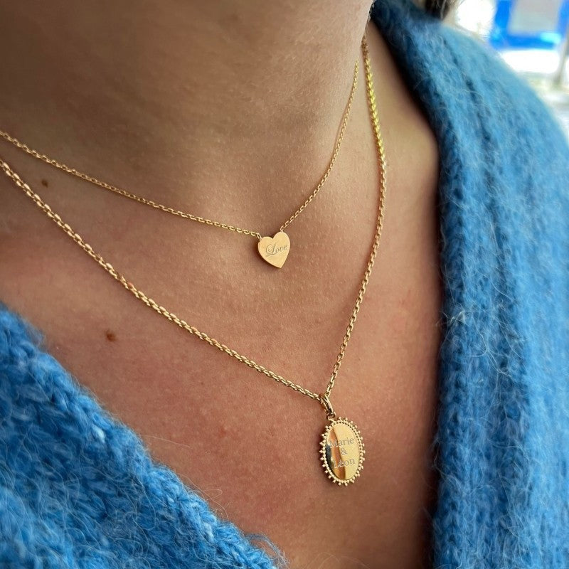 Collier plaque or lila personnalisable