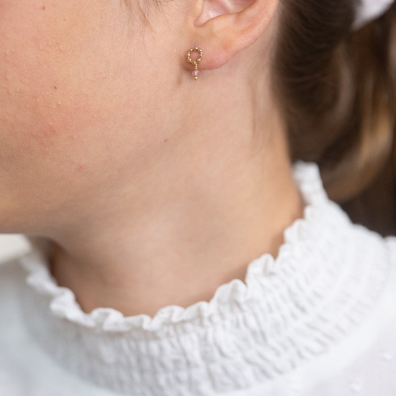 Boucles oreilles plaque or rose poudre