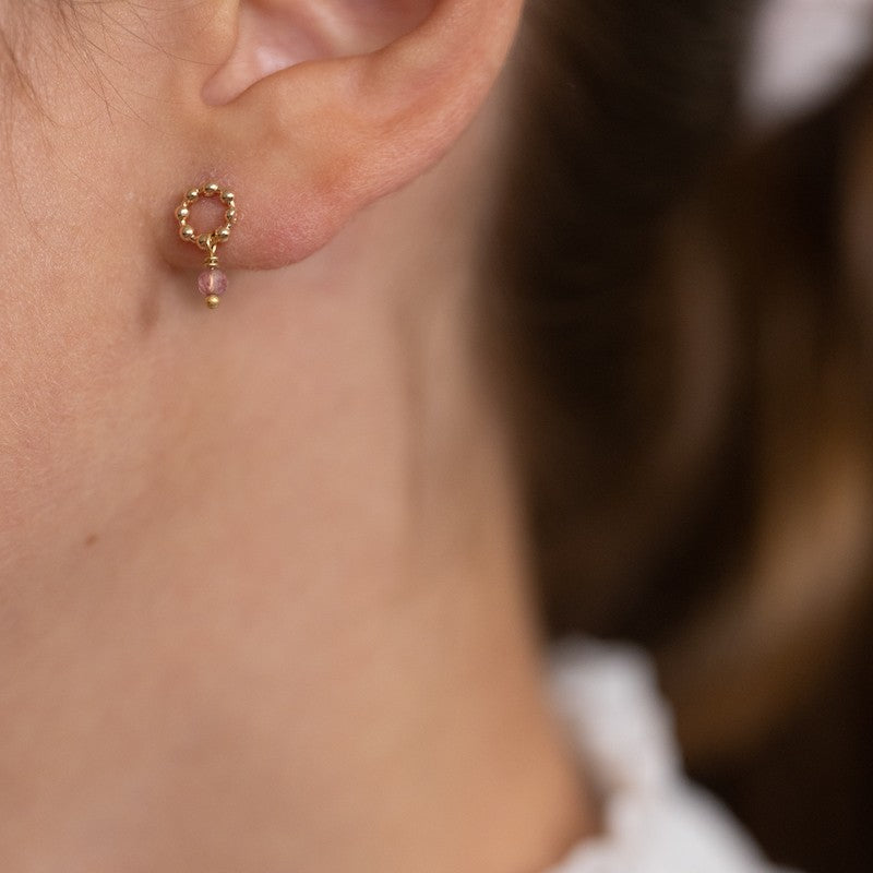 Boucles oreilles plaque or rose poudre