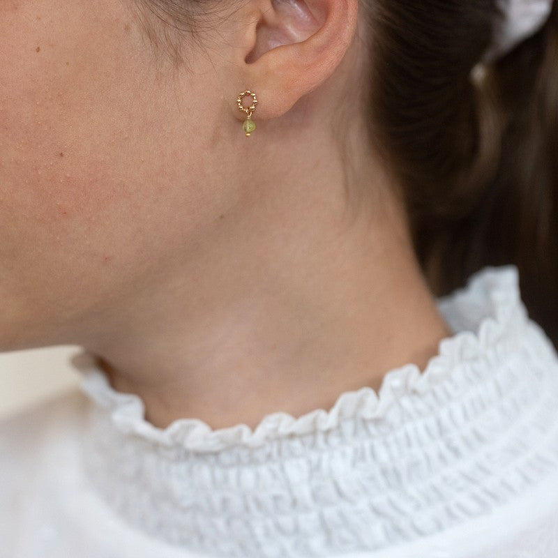 Boucles oreilles plaque or rose olive