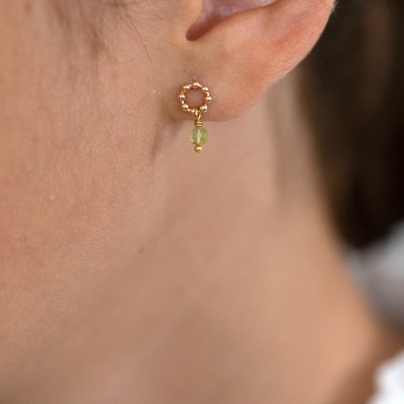 Boucles oreilles plaque or rose olive
