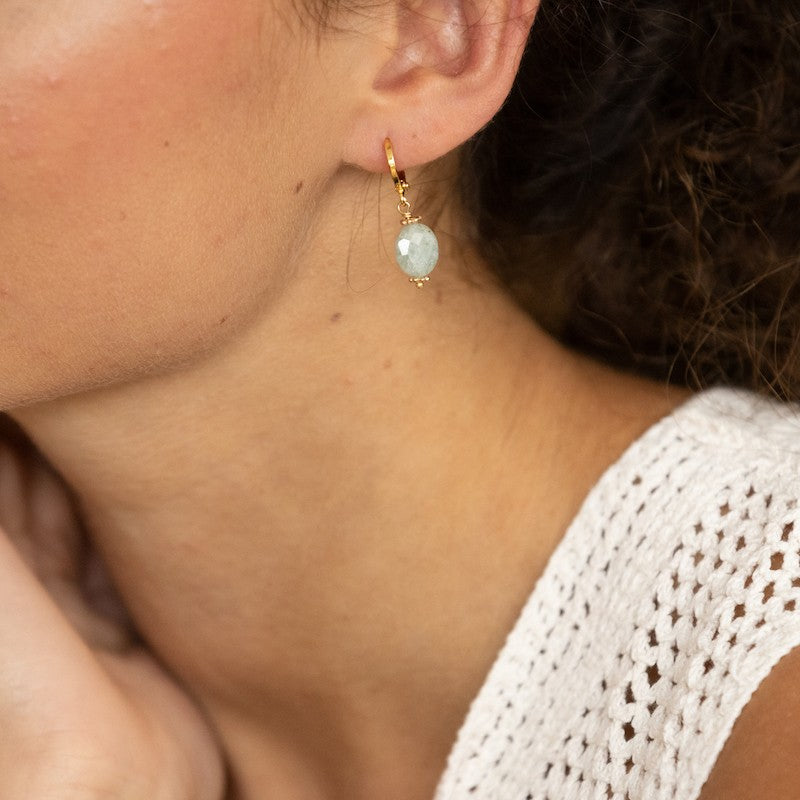 Boucle oreille plaque or leopold olive unite