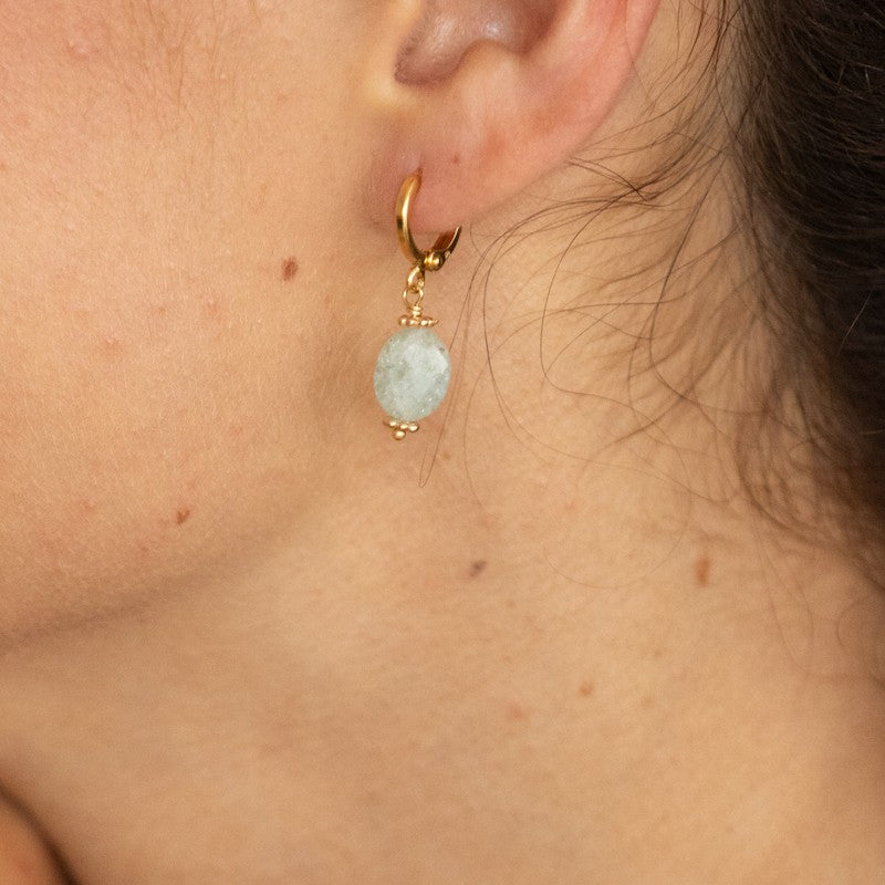 Boucle oreille plaque or leopold olive unite