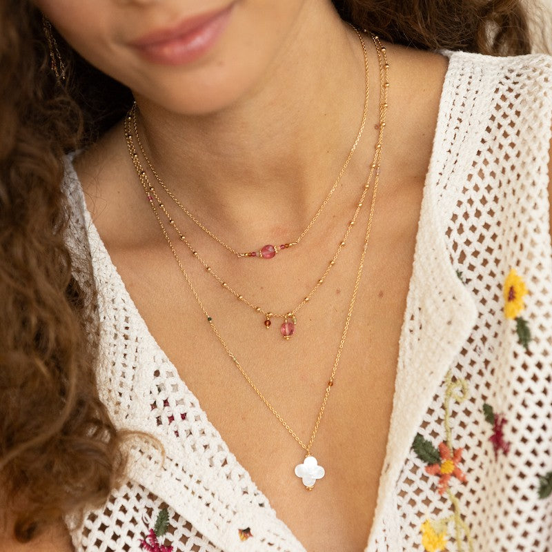 Collier plaque or henriette blanc