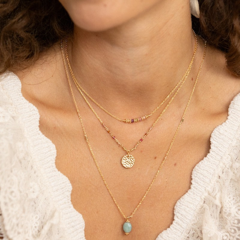 Collier plaque or henriette olive