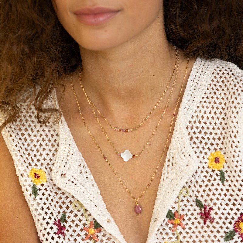 Collier plaque or eglantine pomelo