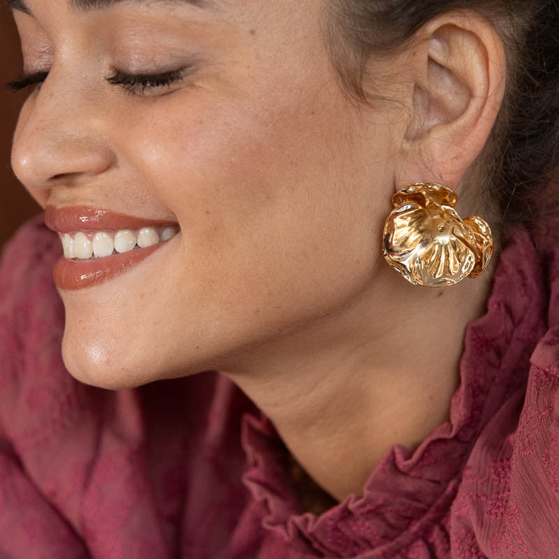 Boucles oreilles plaque or meliana