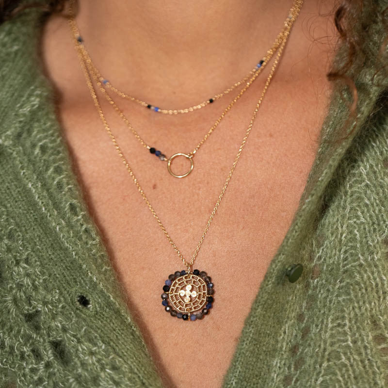 Collier plaque or aurore crepuscule