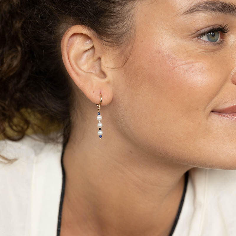 Boucle oreille plaque or elisa bleu unite