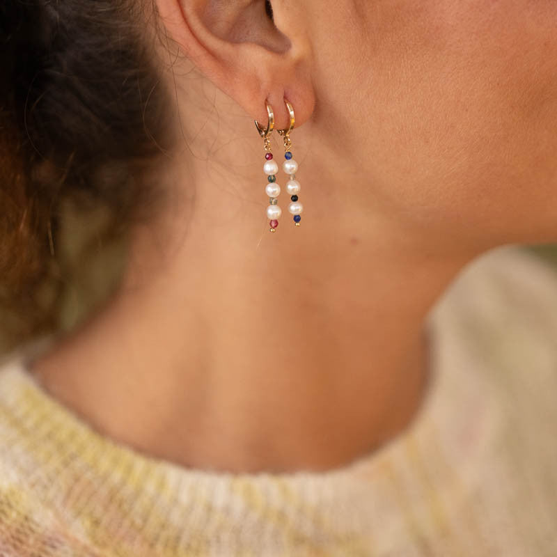 Boucle oreille plaque or elisa bleu unite