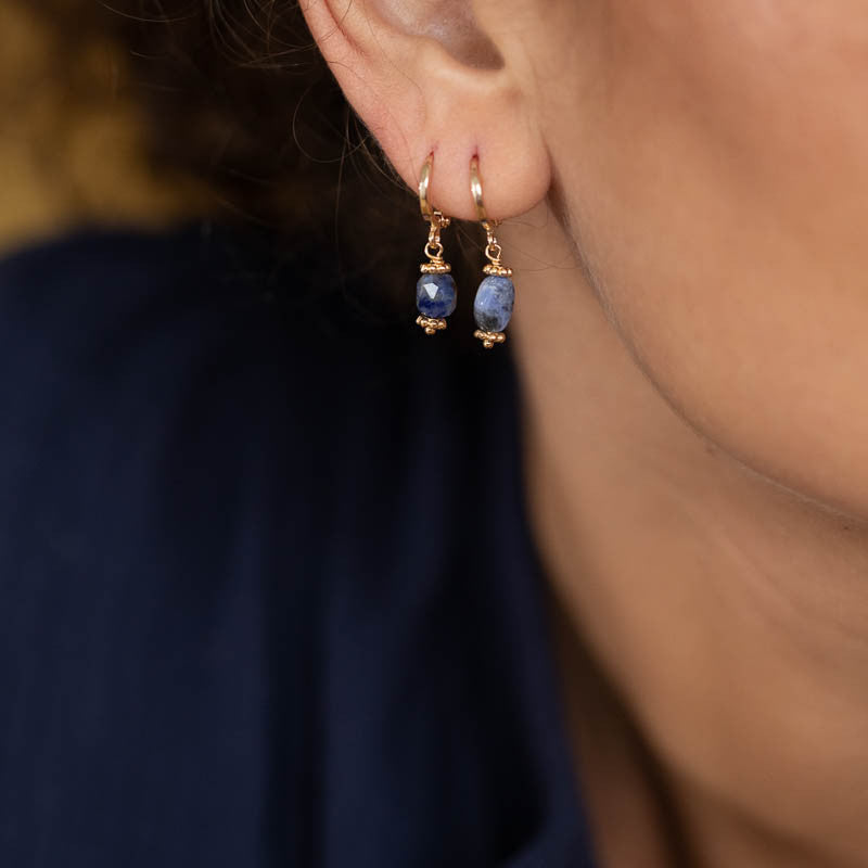 Boucle oreille plaque or marine unite