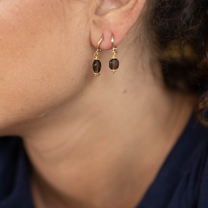 Boucle oreille plaque or leopold gris unite