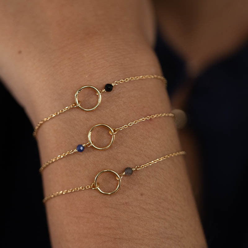 Bracelet plaque or aurore bleu