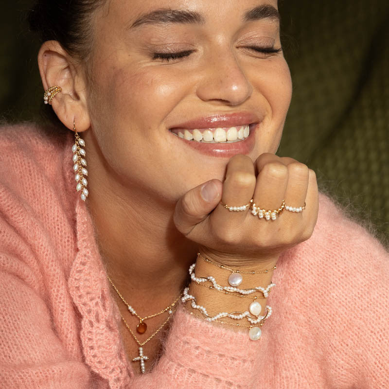 Collier plaque or esmeralda blanc