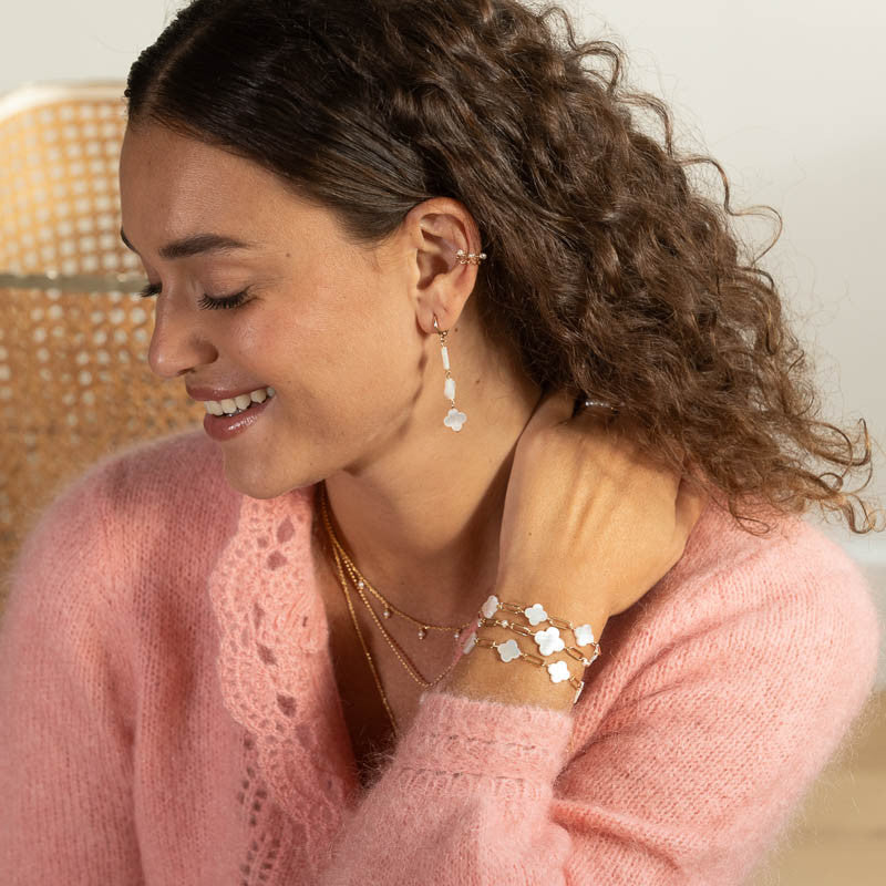 Collier plaque or marco blanc