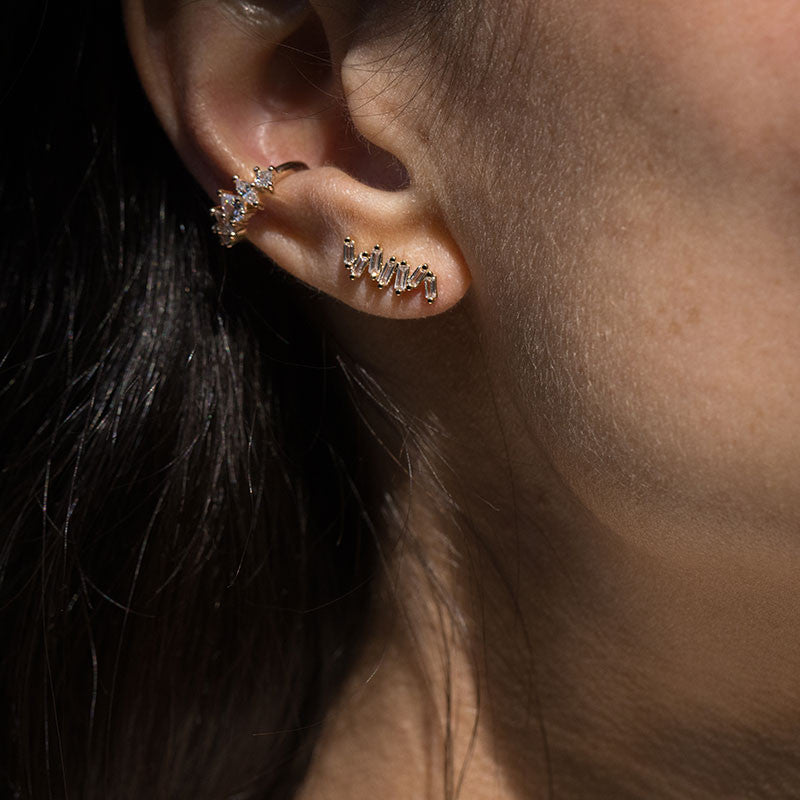 Boucles oreilles plaque or alpha
