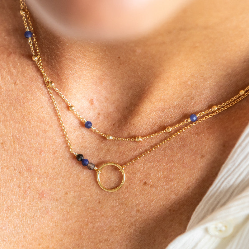 Collier plaque or aurore crepuscule