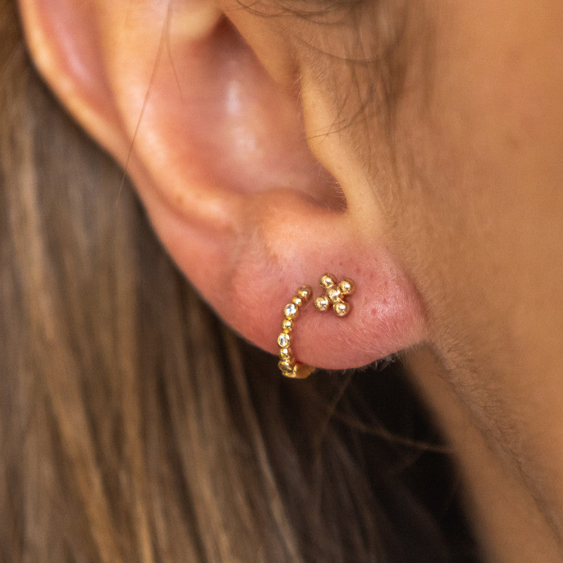 boucle Cléo créole puce plaqué or perlé zirconium