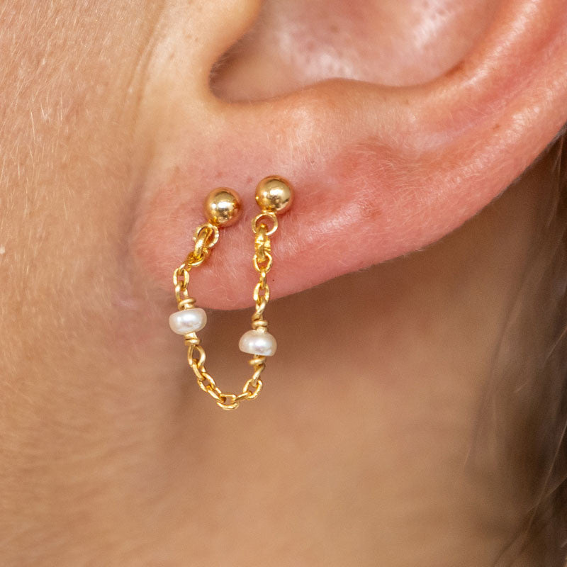 Boucle oreille plaque or zenaide blanc unite