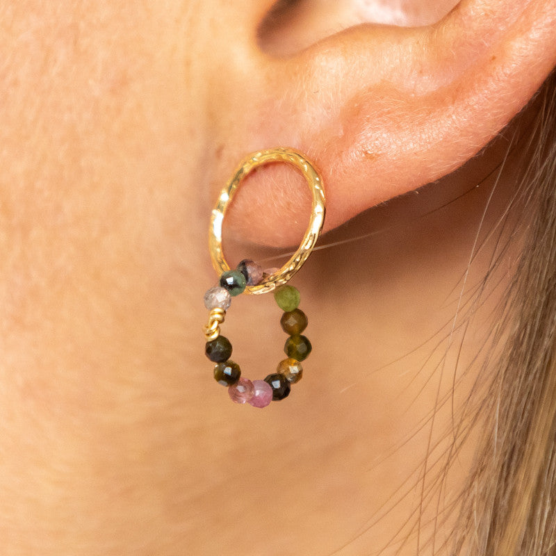 Boucles oreilles plaque or niscia tourmaline