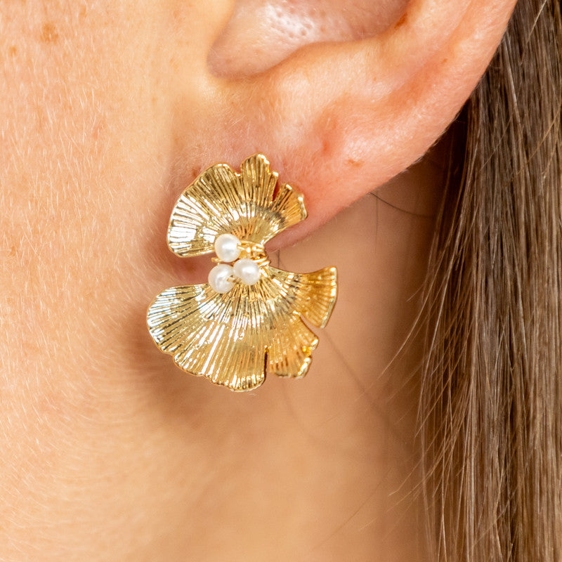 Boucles oreilles plaque or victoire blanc