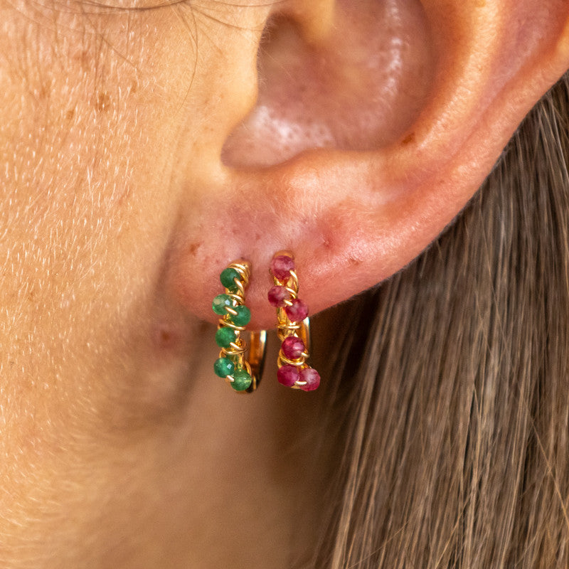 Boucles oreilles plaque or zoe grand modele aventurine