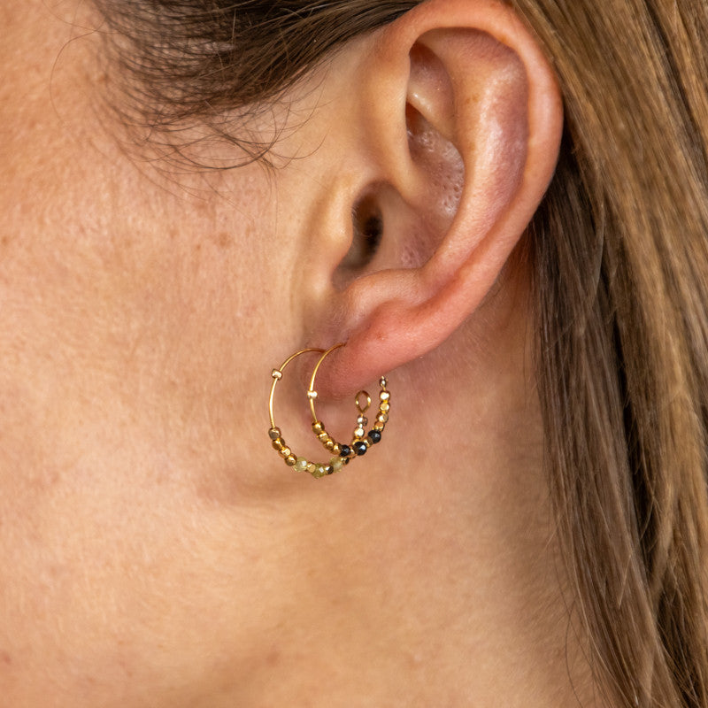 Boucle oreille plaque or melodie olive