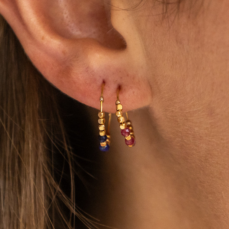 Boucle oreille plaque or melodie rose