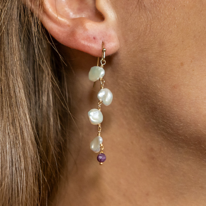 Boucles oreilles plaque or coralie rouge grenat