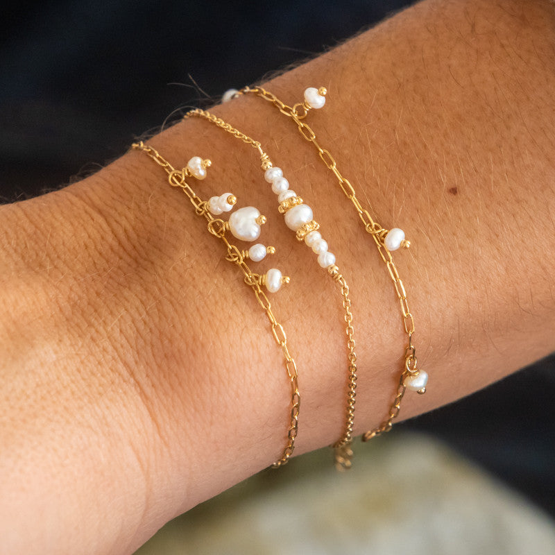 Bracelet plaque or eglantine blanc