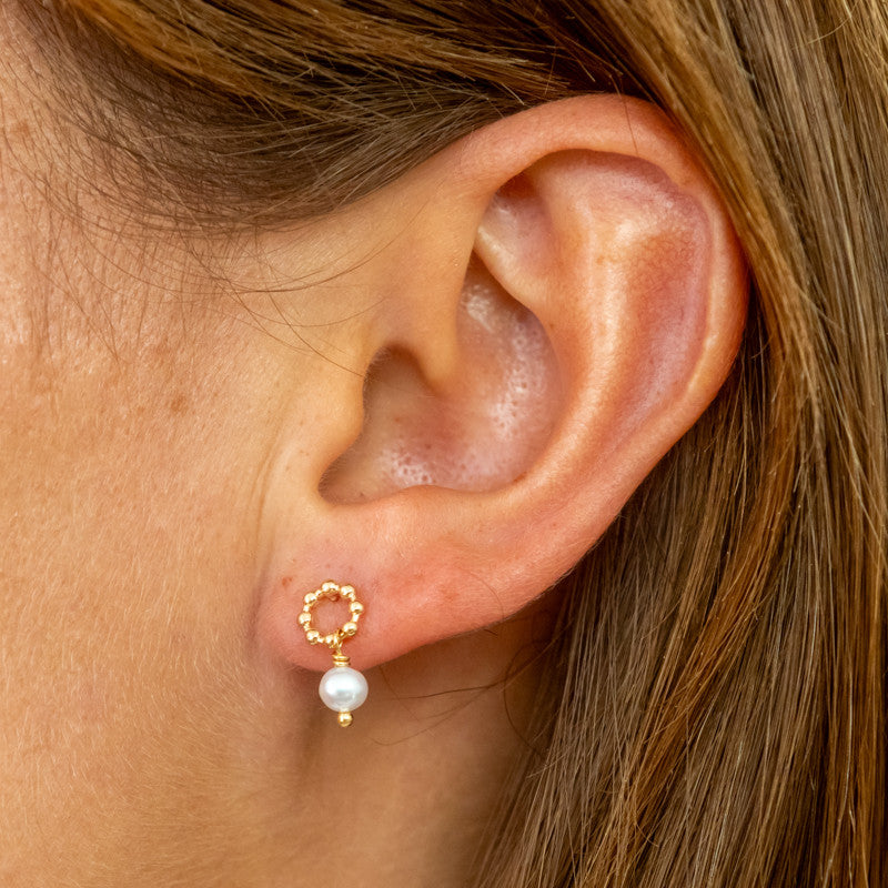 Boucles oreilles plaque or rose blanc