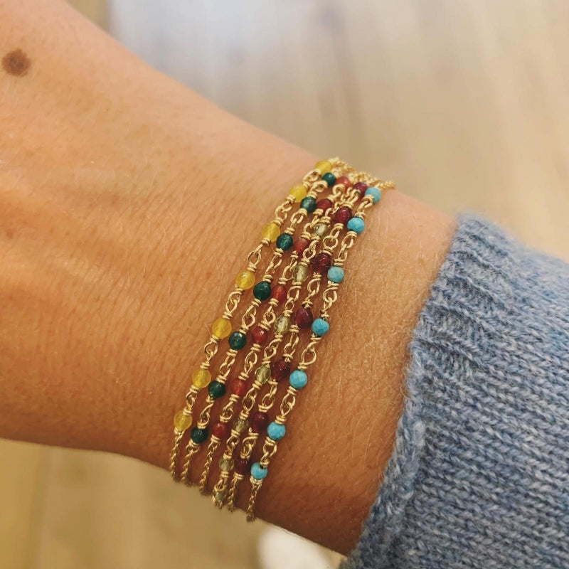 bracelet freja prune agate plaqué or